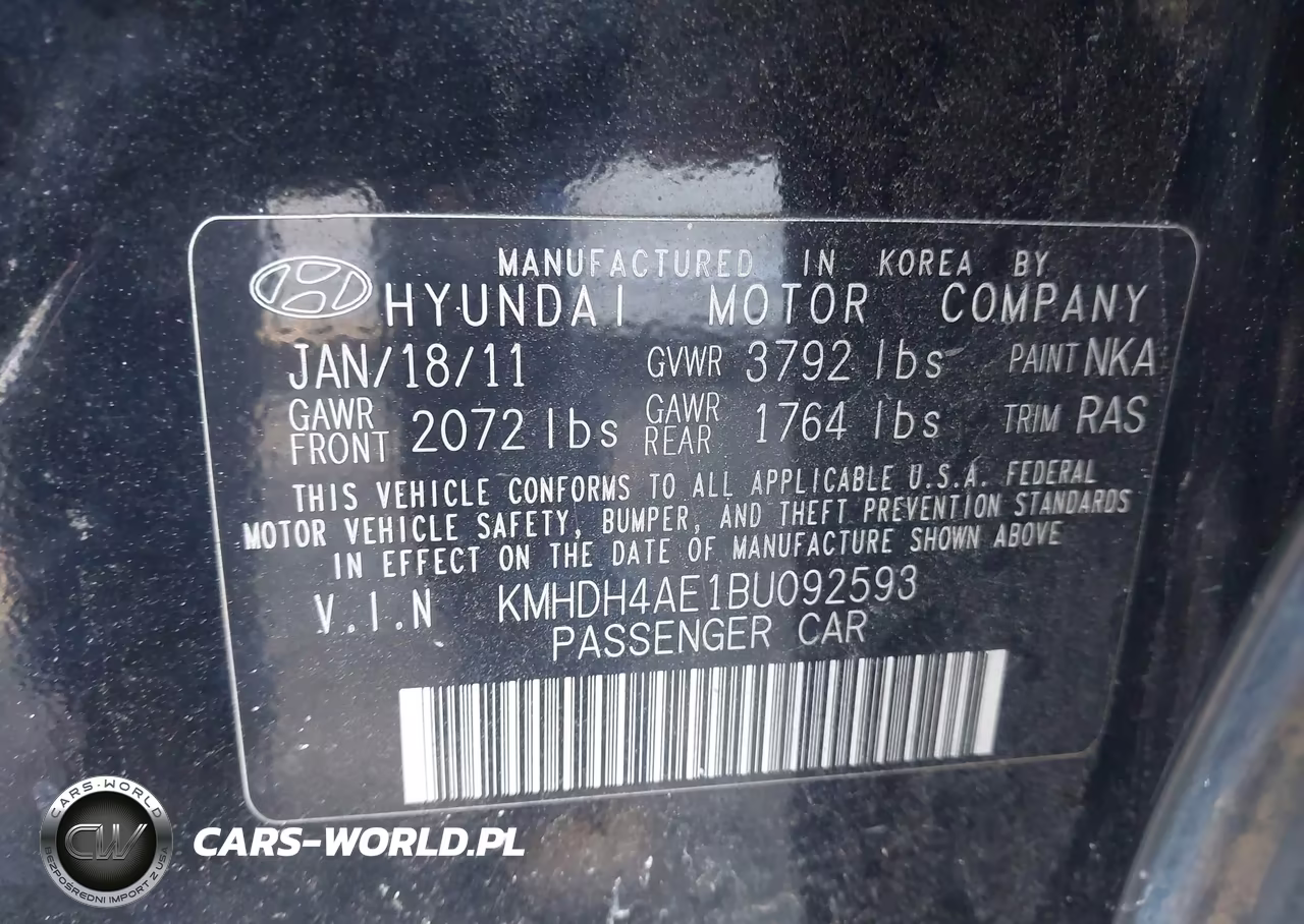 2011 Hyundai Elantra Limited (Ulsan Plant) VIN:KMHDH4AE1BU092593 - 9