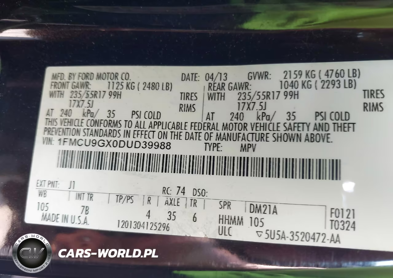 2013 Ford Escape Se VIN:1FMCU9GX0DUD39988 - 9