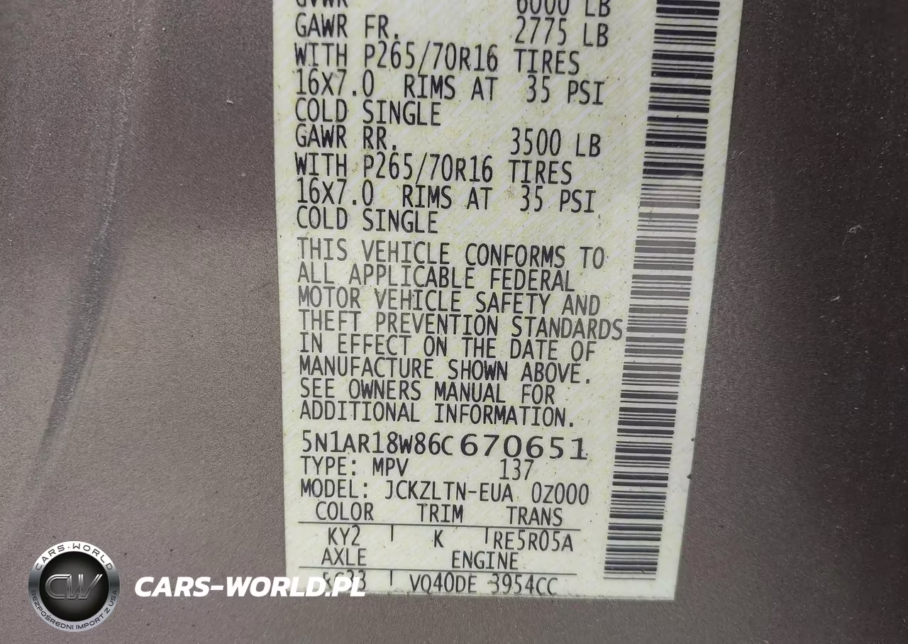 2006 Nissan Pathfinder Se VIN:5N1AR18W86C670651 - 9