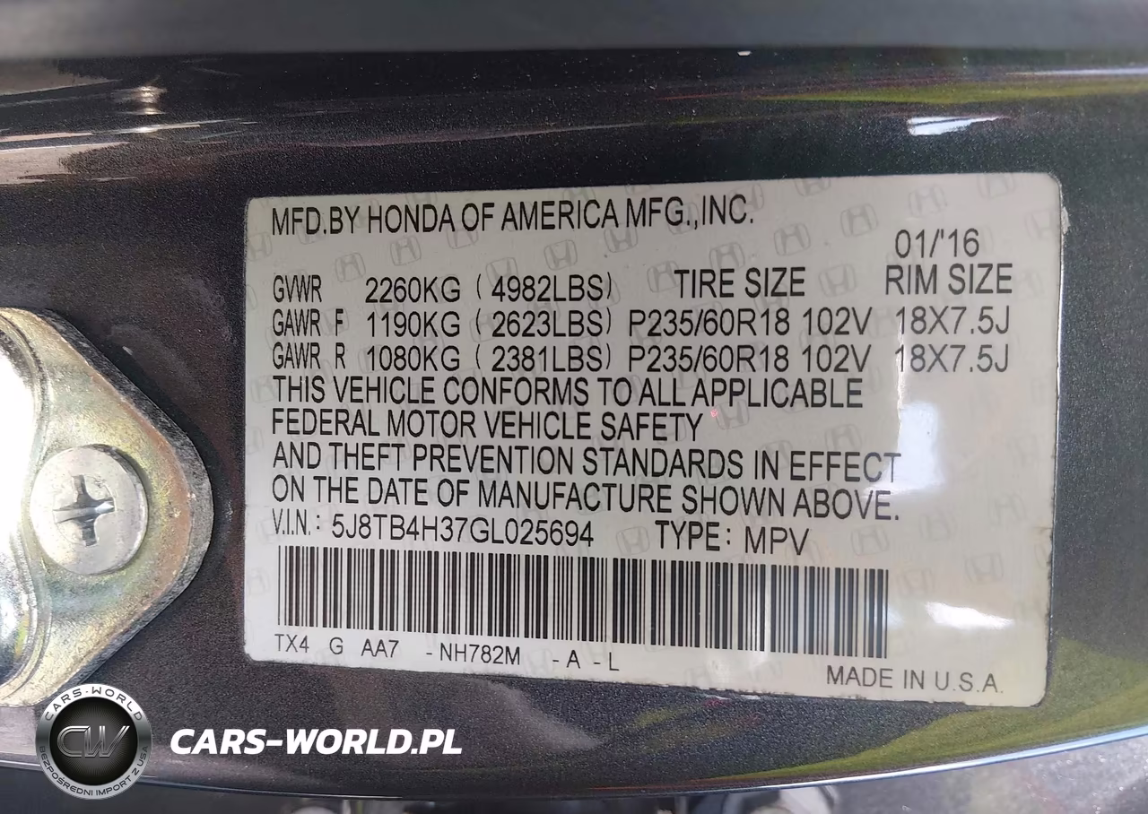 2016 Acura Rdx Acurawatch Plus Package VIN:5J8TB4H37GL025694 - 9