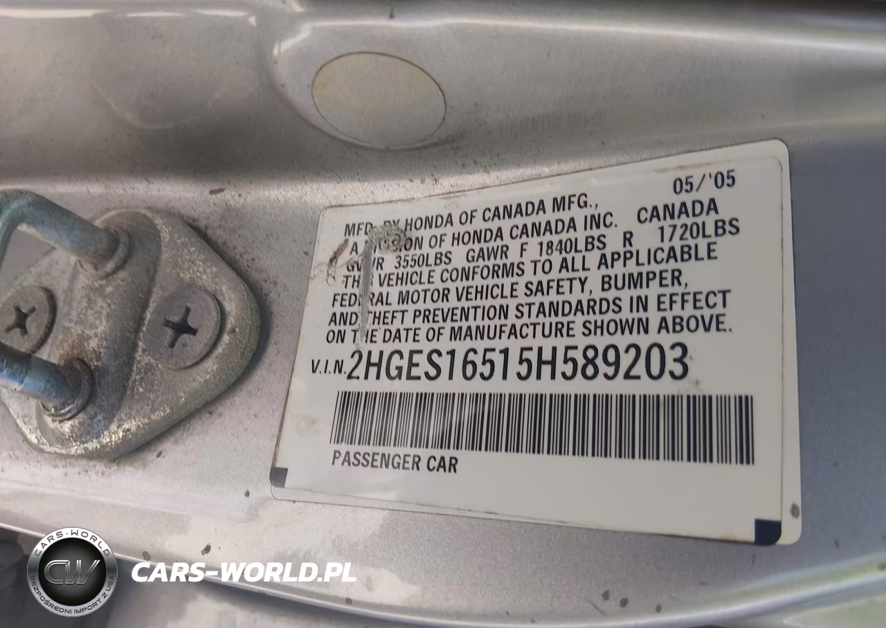 2005 Honda Civic Lx VIN:2HGES16515H589203 - 9