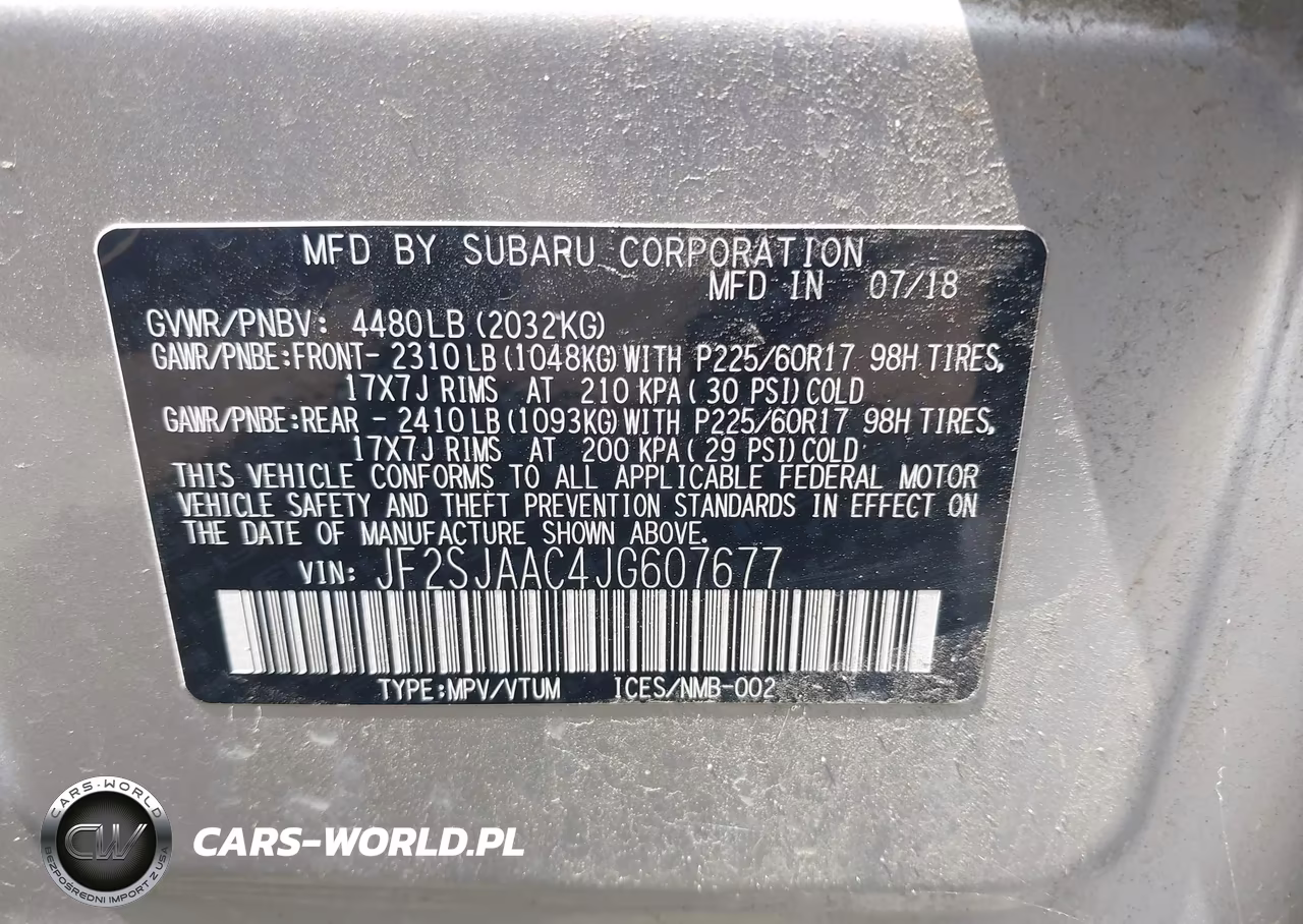 2018 Subaru Forester 2.5I VIN:JF2SJAAC4JG607677 - 9