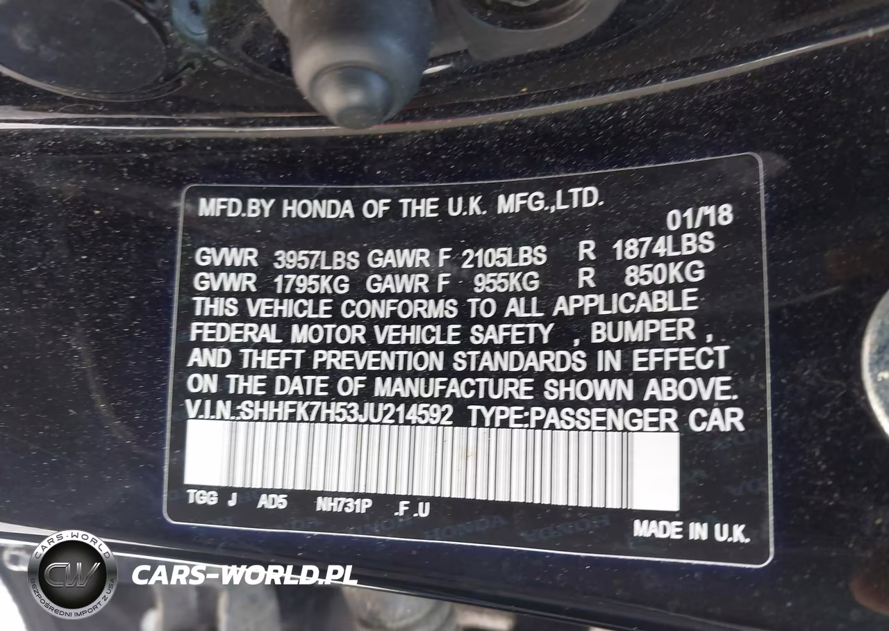 2018 Honda Civic Ex VIN:SHHFK7H53JU214592 - 9
