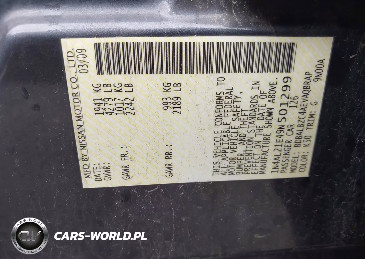 2009 Nissan Altima 2.5 S VIN:1N4AL21E49N501299 - 9