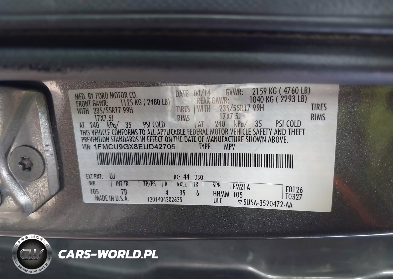 2014 Ford Escape Se VIN:1FMCU9GX8EUD42705 - 9