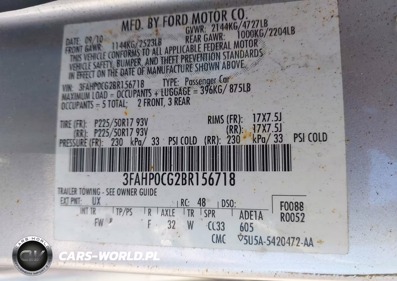 2011 Ford Fusion Sel VIN:3FAHP0CG2BR156718 - 9