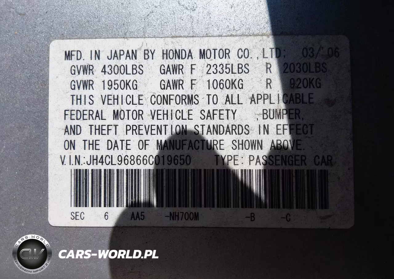 2006 Acura Tsx VIN:JH4CL96866C019650 - 9