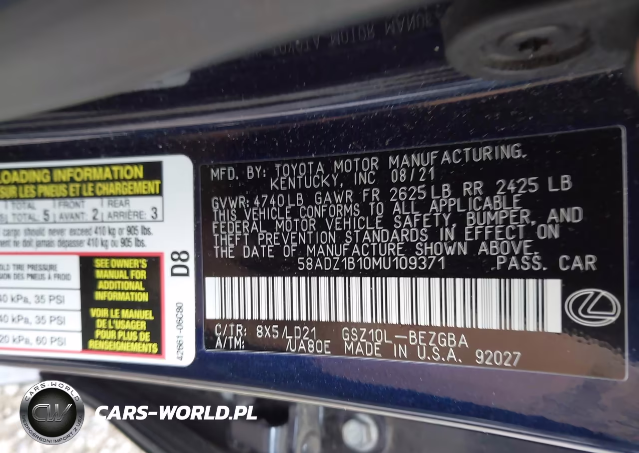 2021 Lexus Es 350 VIN:58ADZ1B10MU109371 - 9