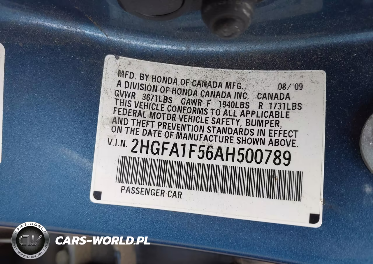 2010 Honda Civic Lx VIN:2HGFA1F56AH500789 - 9