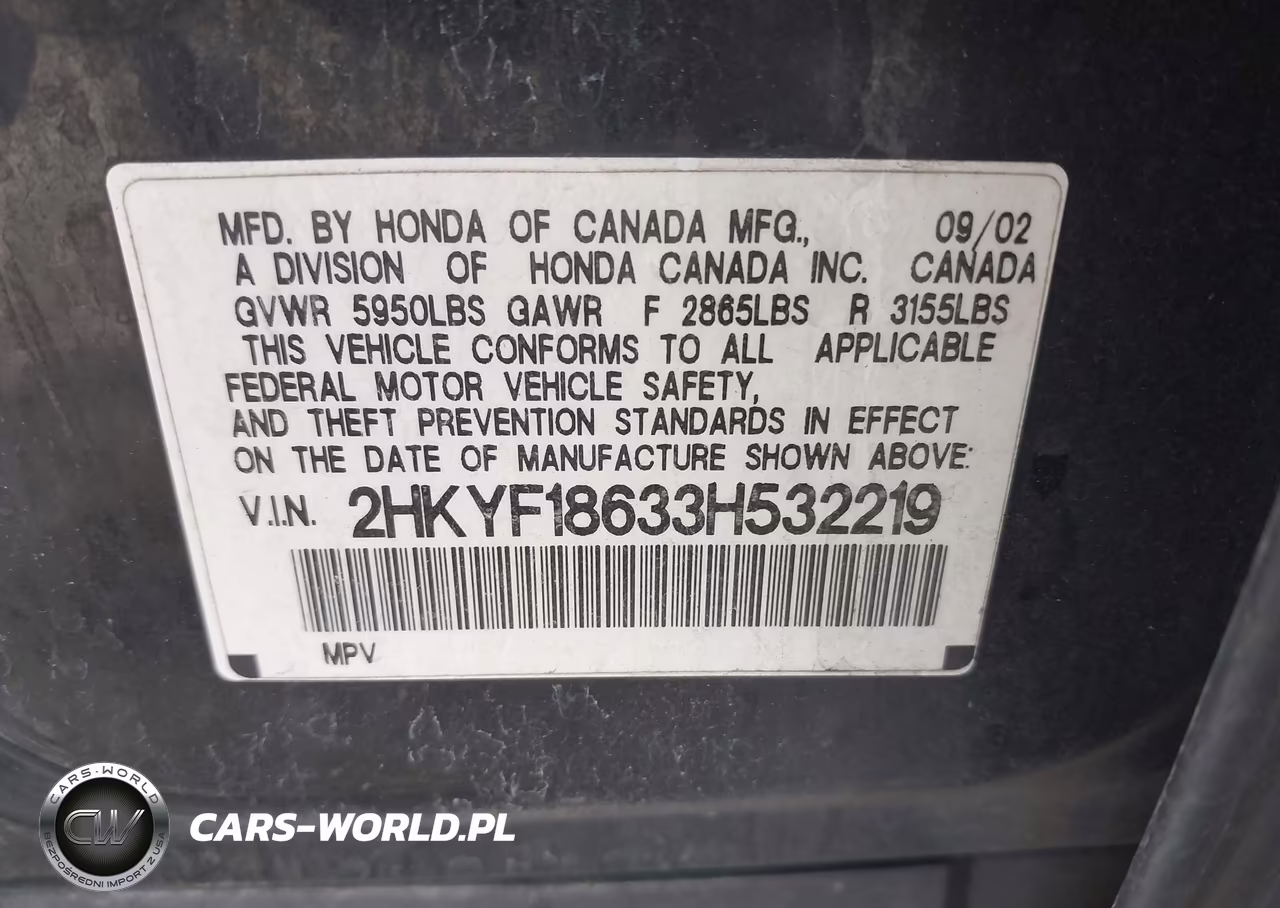 2003 Honda Pilot Ex-L VIN:2HKYF18633H532219 - 9