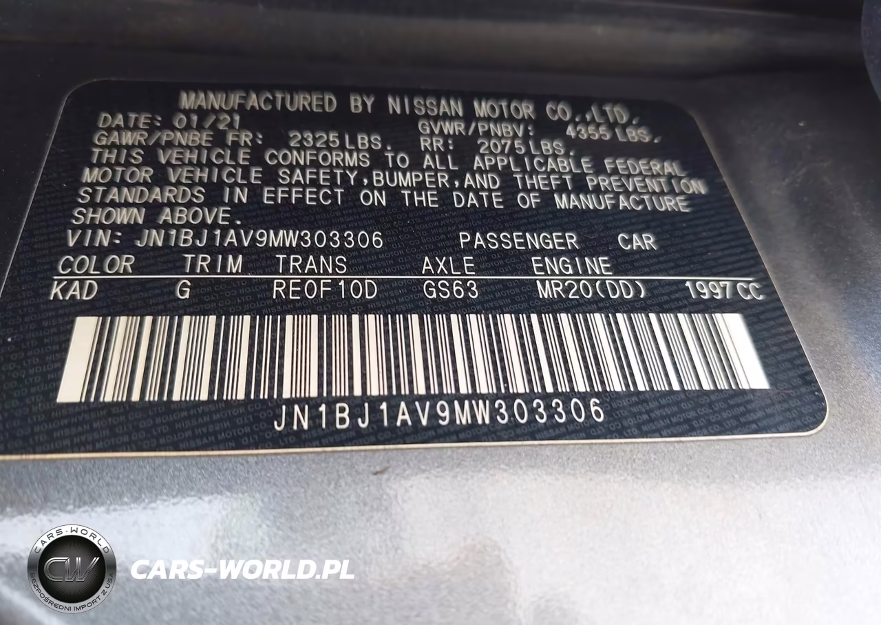 2021 Nissan Rogue Sport S Fwd Xtronic Cvt VIN:JN1BJ1AV9MW303306 - 9