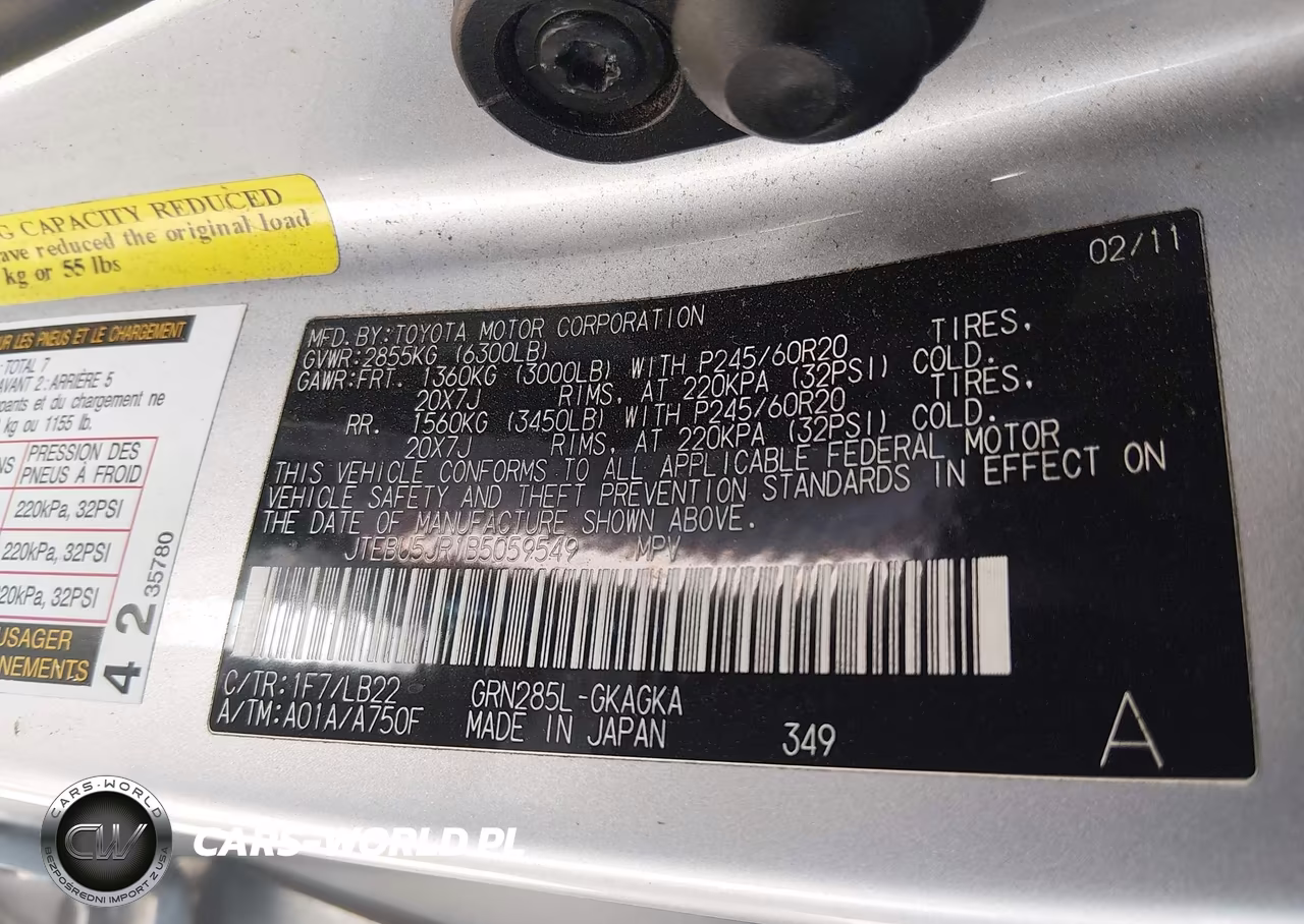 2011 Toyota 4Runner Limited V6 VIN:JTEBU5JR1B5059549 - 9