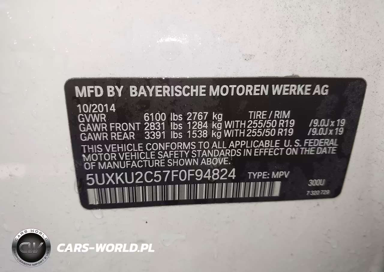 2015 BMW X6 xDrive35I VIN:5UXKU2C57F0F94824 - 9