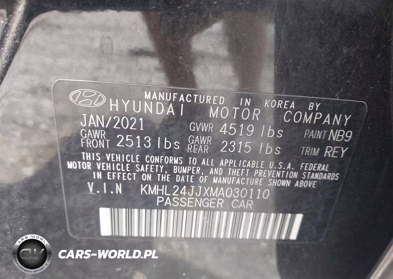 2021 Hyundai Sonata Blue VIN:KMHL24JJXMA030110 - 9
