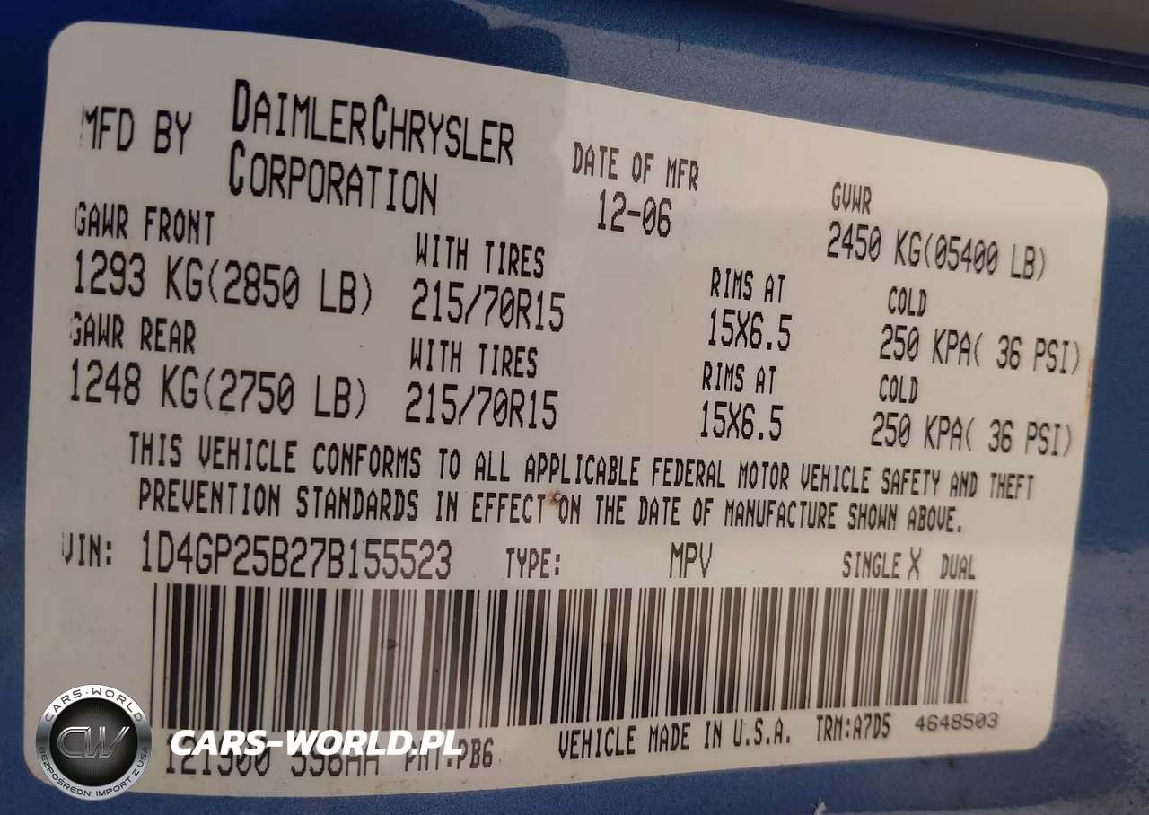 2007 Dodge Caravan Se VIN:1D4GP25B27B155523 - 9