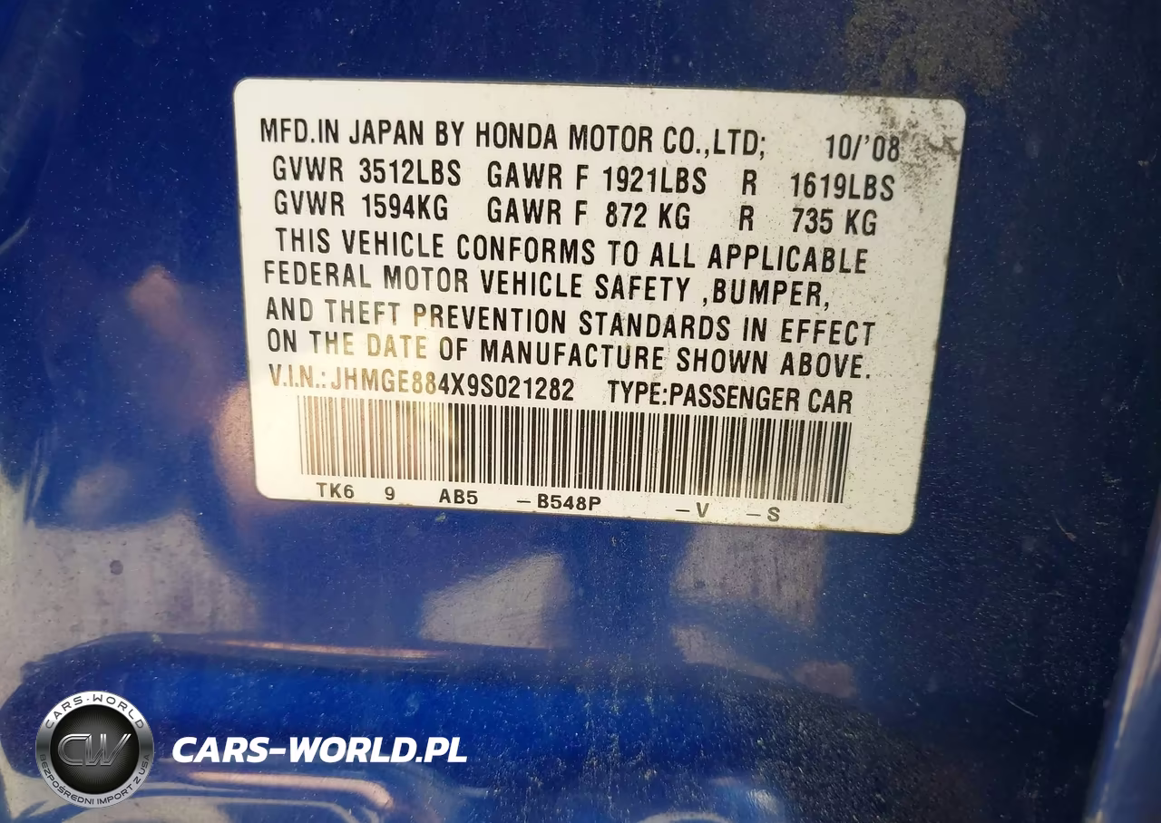 2009 Honda Fit Sport VIN:JHMGE884X9S021282 - 9