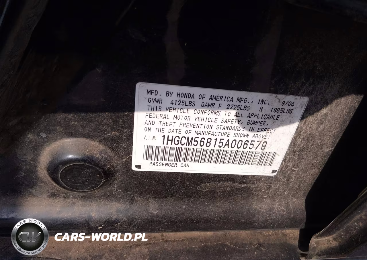 2005 Honda Accord 2.4 Ex VIN:1HGCM56815A006579 - 9