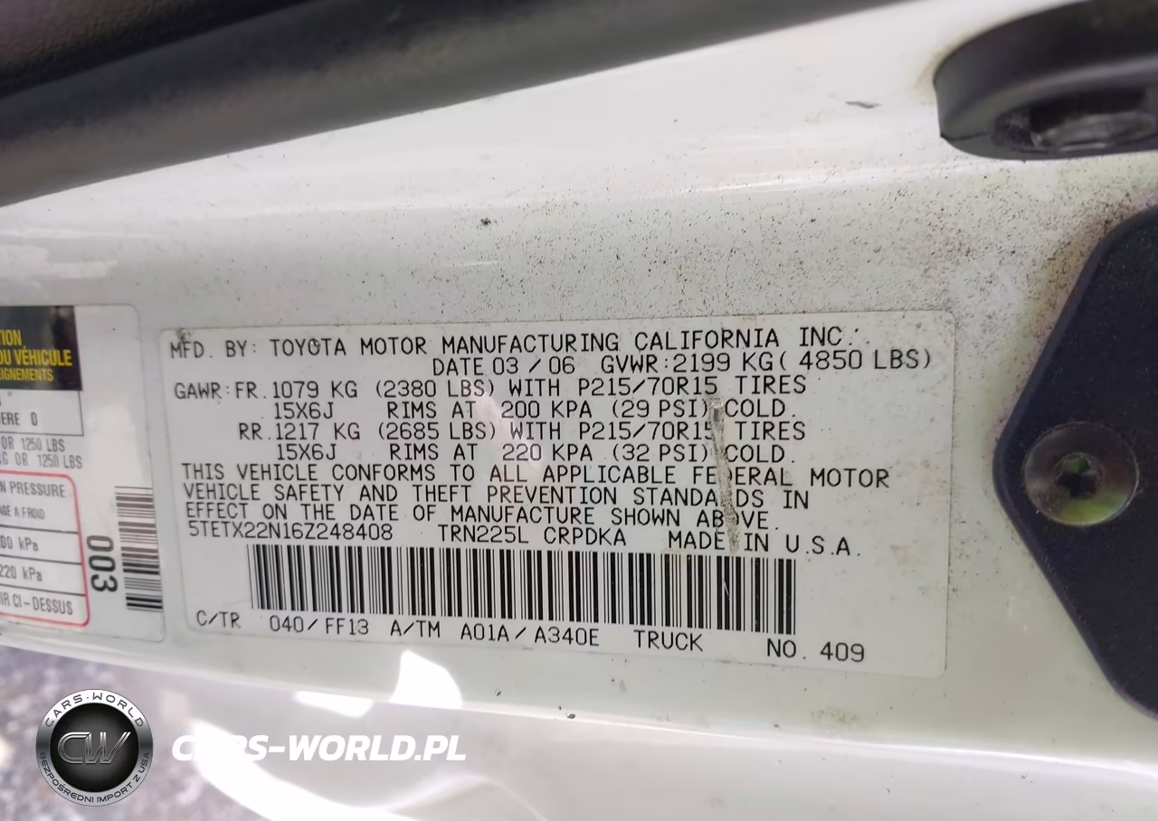 2006 Toyota Tacoma VIN:5TETX22N16Z248408 - 9