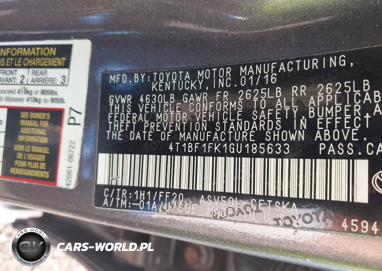 2016 Toyota Camry Se VIN:4T1BF1FK1GU185633 - 9