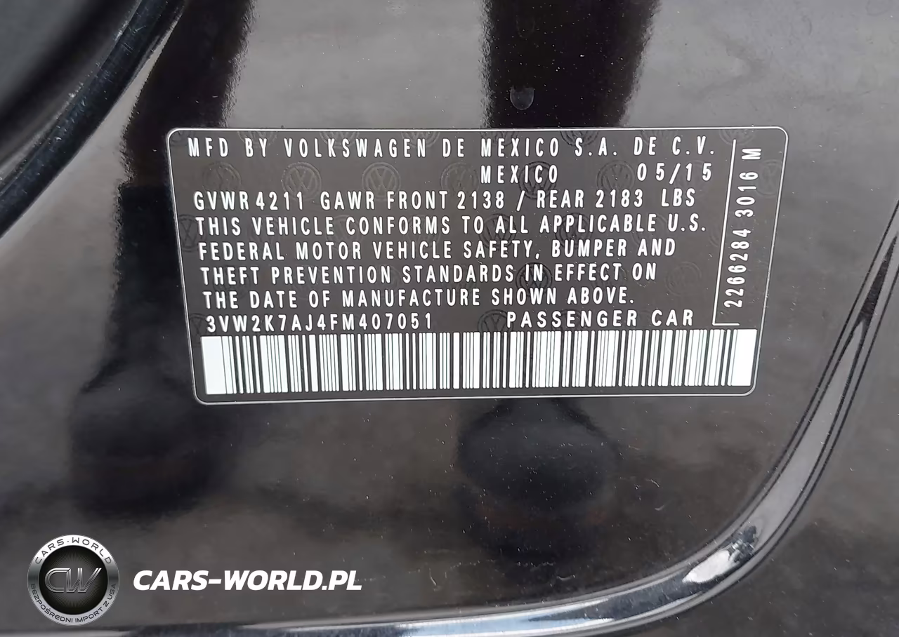 2015 Volkswagen Jetta 2.0L S VIN:3VW2K7AJ4FM407051 - 9