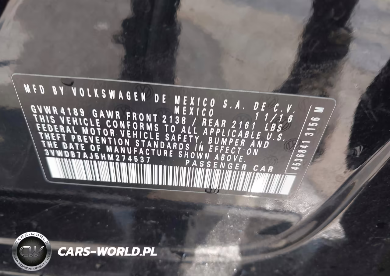 2017 Volkswagen Jetta 1.4T Se VIN:3VWDB7AJ5HM274537 - 9