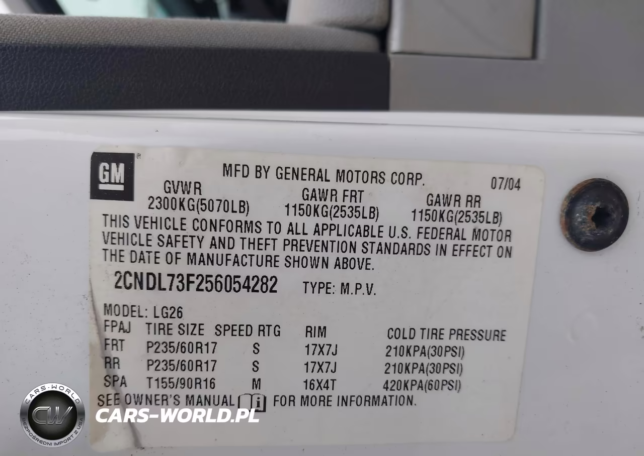 2005 Chevrolet Equinox Lt VIN:2CNDL73F256054282 - 9