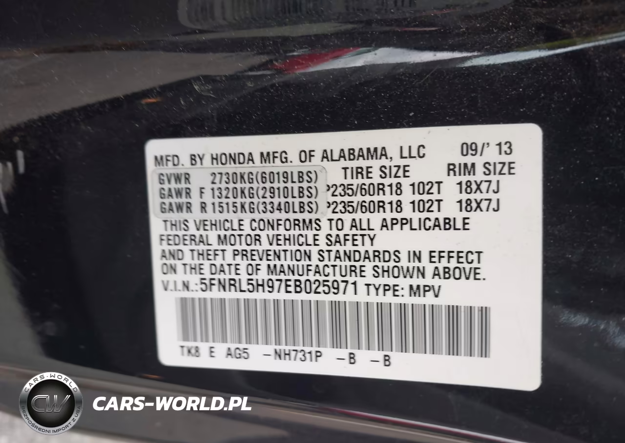 2014 Honda Odyssey Touring-Touring Elite VIN:5FNRL5H97EB025971 - 9