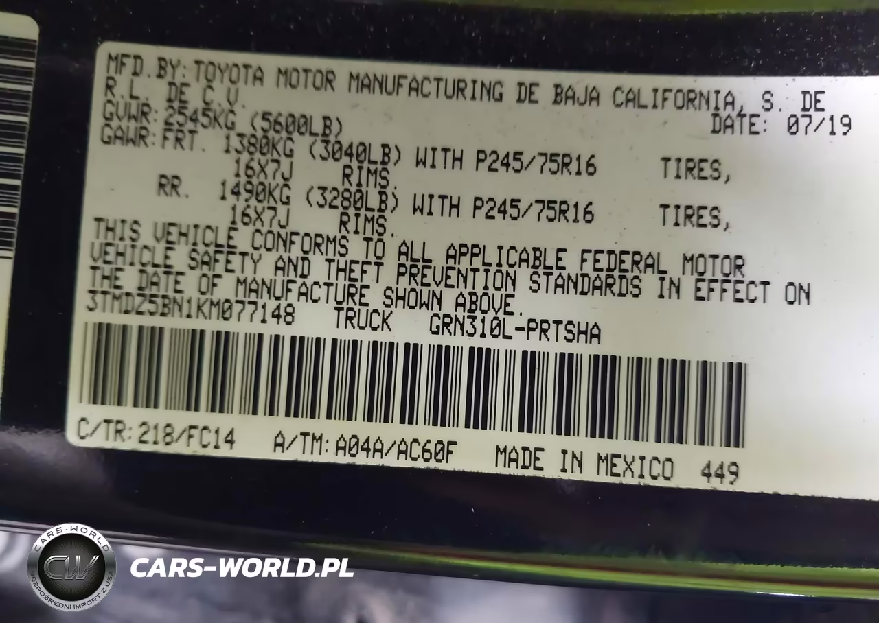 2019 Toyota Tacoma Sr5 V6 VIN:3TMDZ5BN1KM077148 - 9