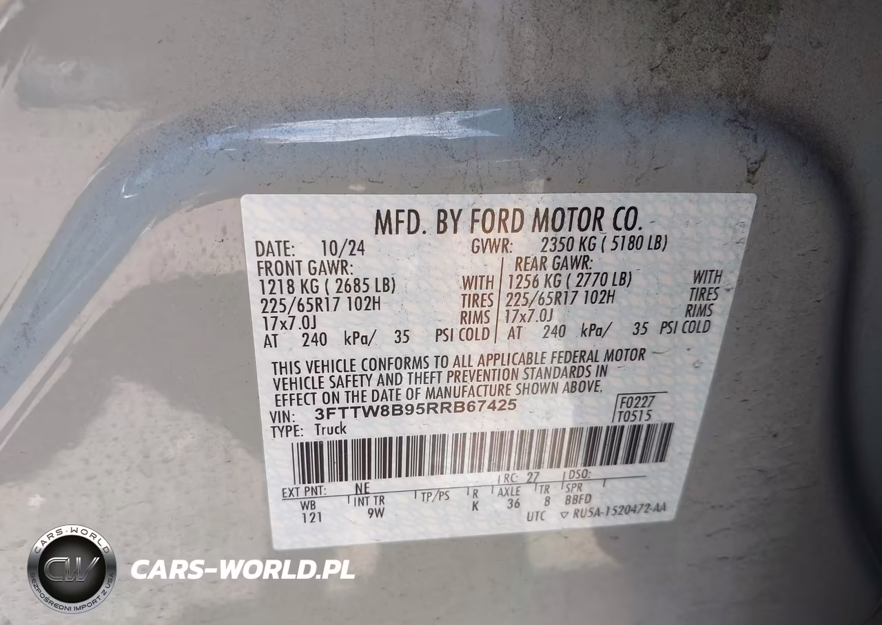 2024 Ford Maverick Xl VIN:3FTTW8B95RRB67425 - 9