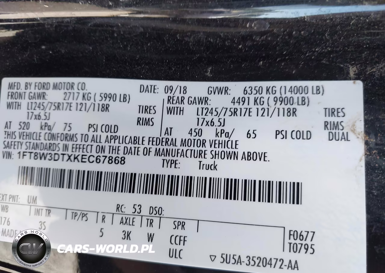 2019 Ford F-350 Xlt VIN:1FT8W3DTXKEC67868 - 8