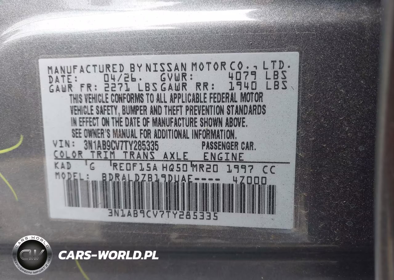 2026 Nissan Sentra Sv VIN:3N1AB9CV7TY285335 - 9