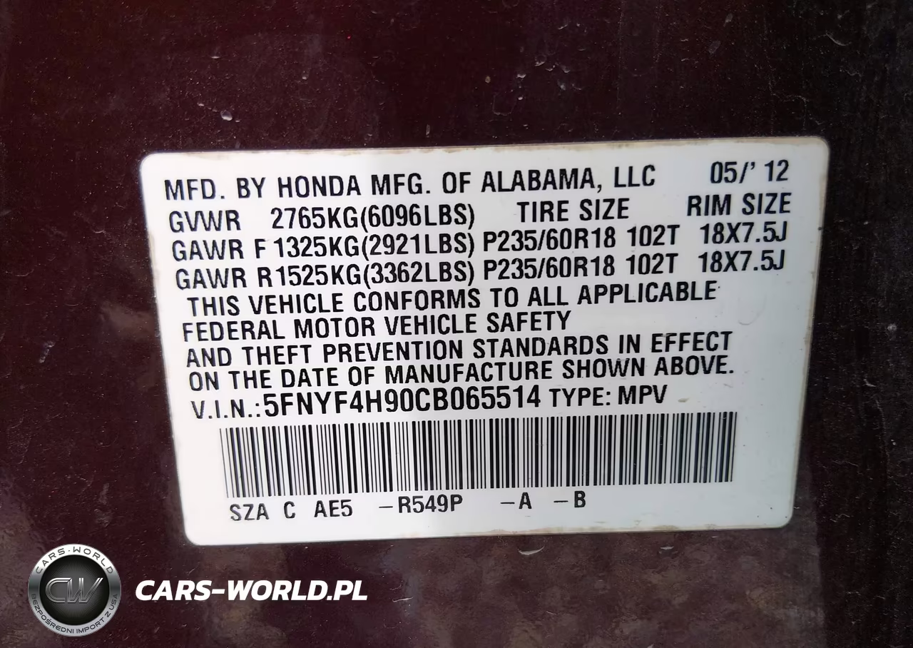 2012 Honda Pilot Touring VIN:5FNYF4H90CB065514 - 9