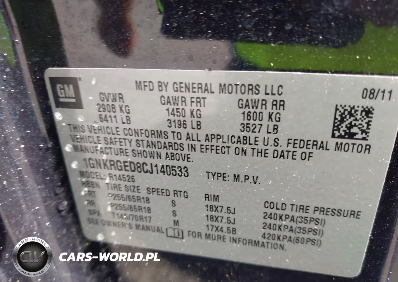2012 Chevrolet Traverse Lt W-1Lt VIN:1GNKRGED8CJ140533 - 9