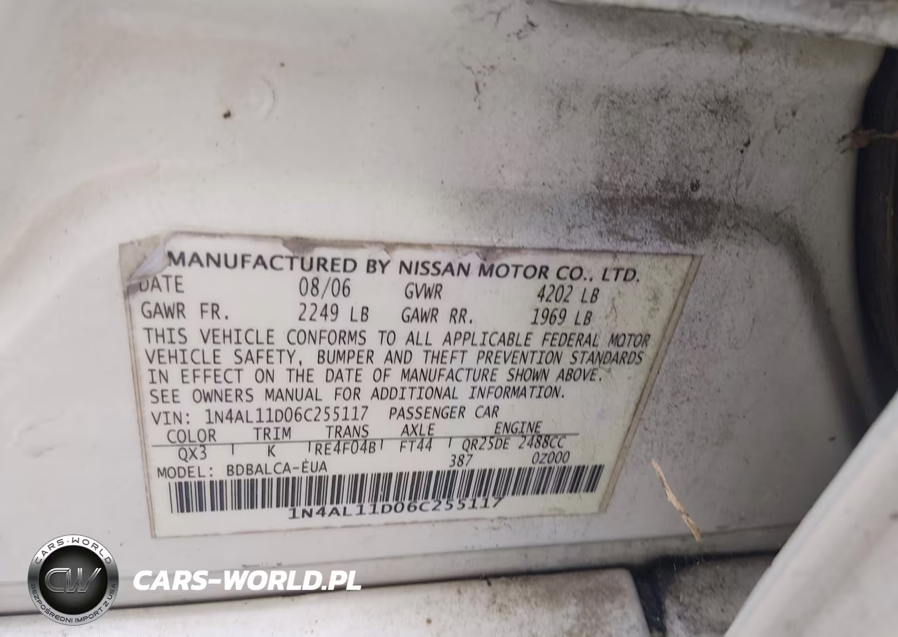 2006 Nissan Altima 2.5 S VIN:1N4AL11D06C255117 - 9