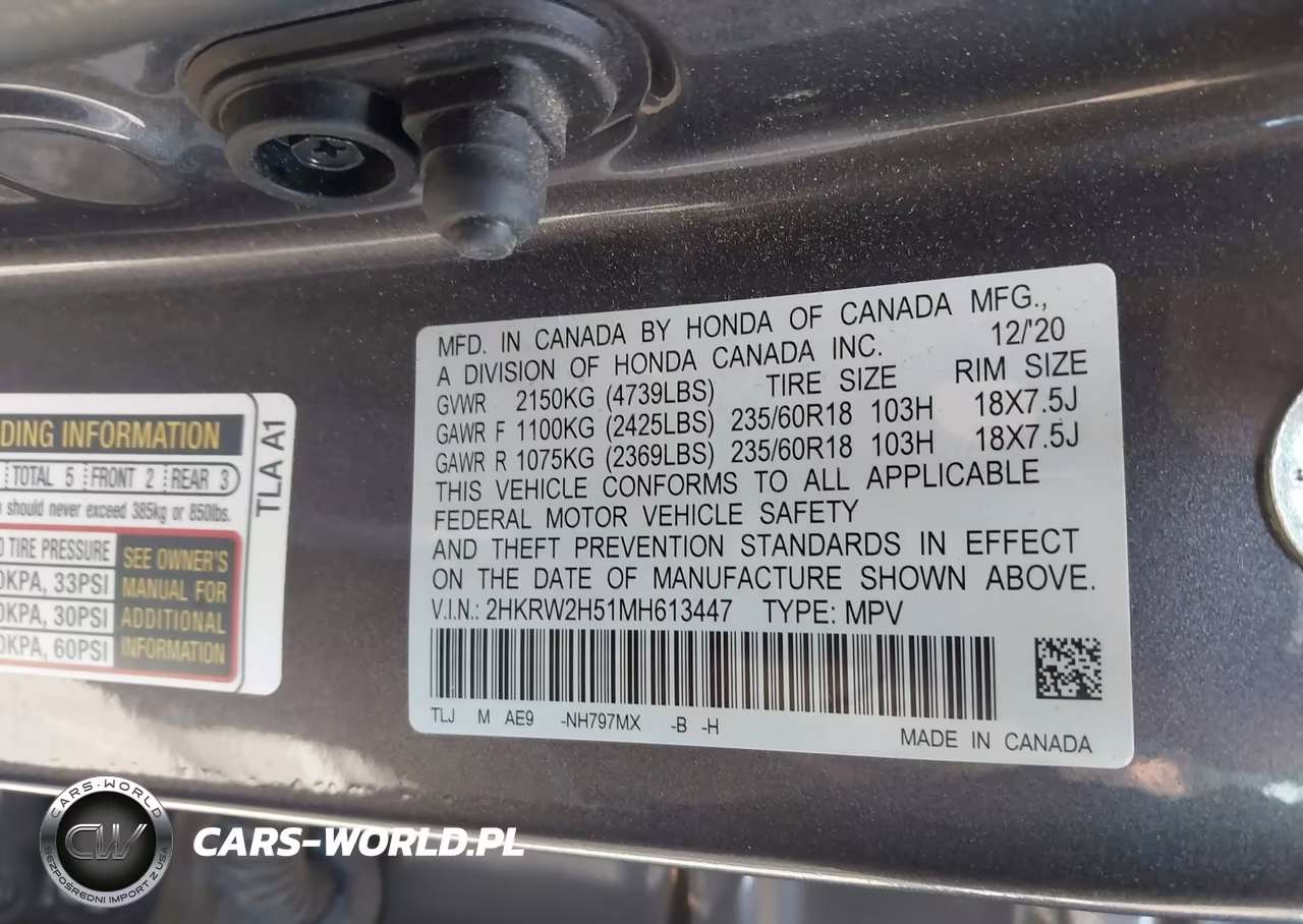 2021 Honda Cr-V Awd Ex VIN:2HKRW2H51MH613447 - 9