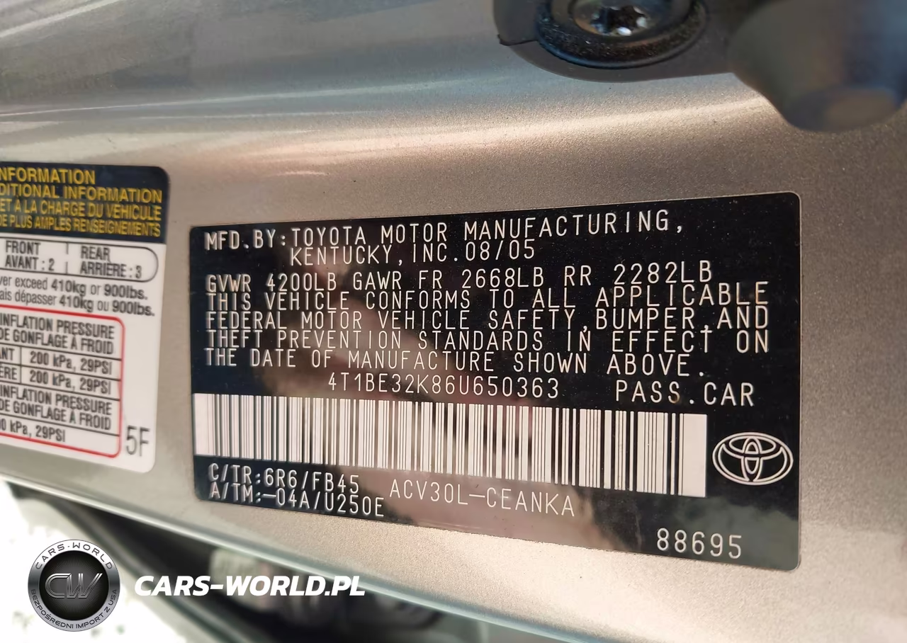 2006 Toyota Camry Le VIN:4T1BE32K86U650363 - 9