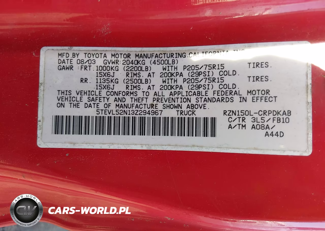 2003 Toyota Tacoma VIN:5TEVL52N13Z294967 - 9