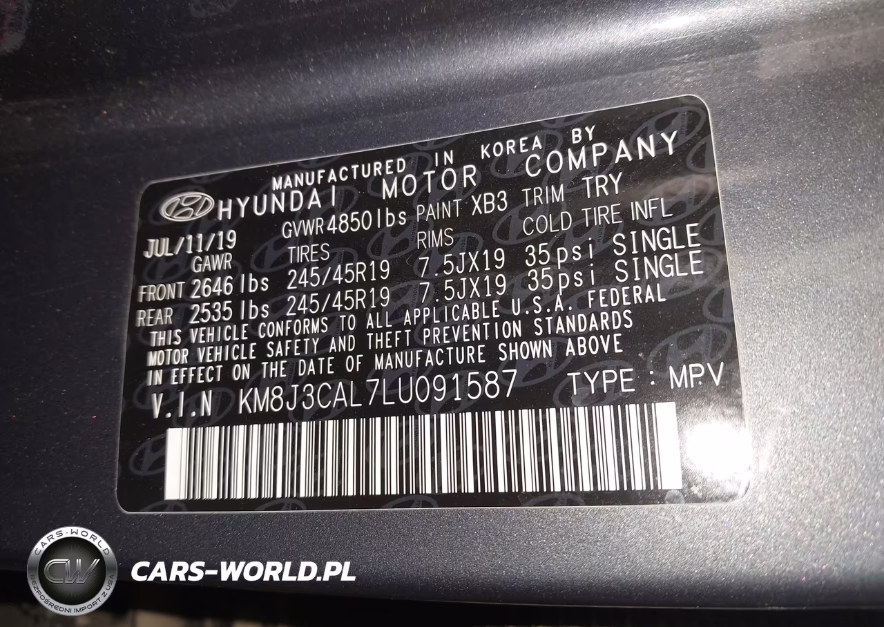 2020 Hyundai Tucson Sport VIN:KM8J3CAL7LU091587 - 9