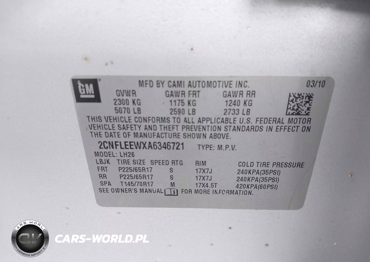 2010 Chevrolet Equinox Lt VIN:2CNFLEEWXA6346721 - 9