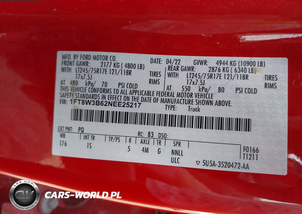 2022 Ford F-350 Xl VIN:1FT8W3B62NEE25217 - 9