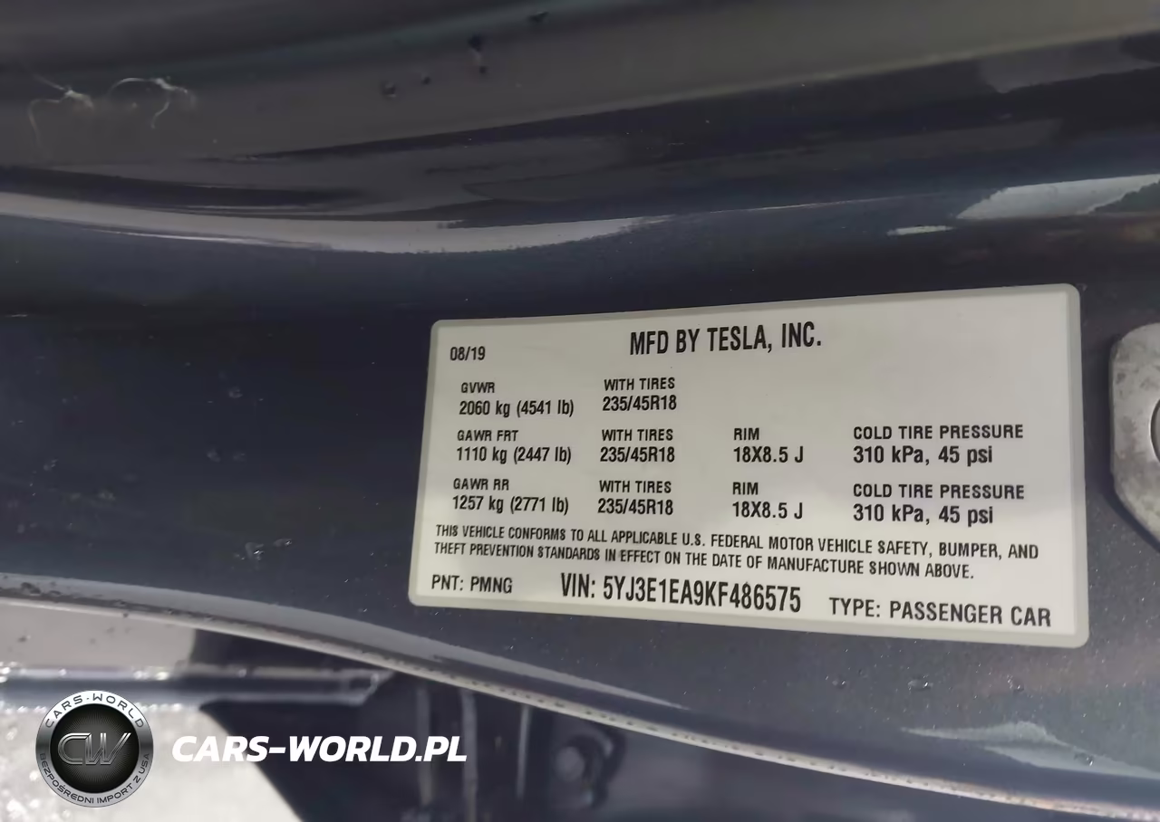 2019 Tesla Model 3 Long Range-Mid Range-Standard Range-Standard Range Plus VIN:5YJ3E1EA9KF486575 - 9