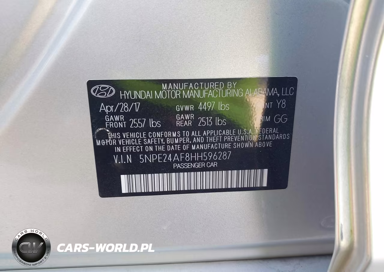 2017 Hyundai Sonata VIN:5NPE24AF8HH596287 - 9
