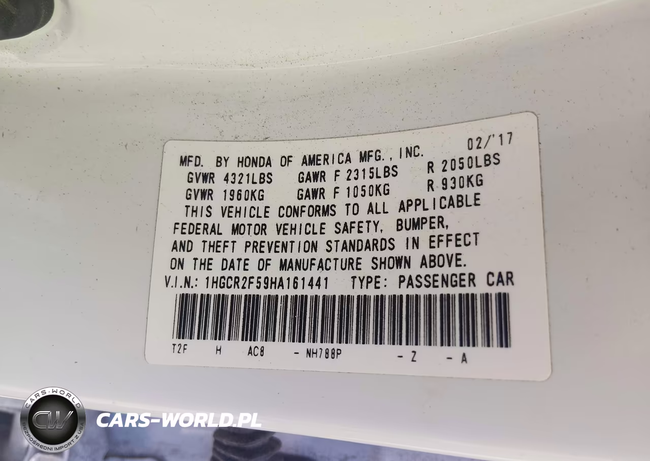 2017 Honda Accord Sport VIN:1HGCR2F59HA161441 - 9