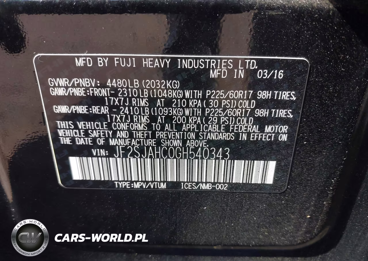 2016 Subaru Forester 2.5I Limited VIN:JF2SJAHC0GH540343 - 9