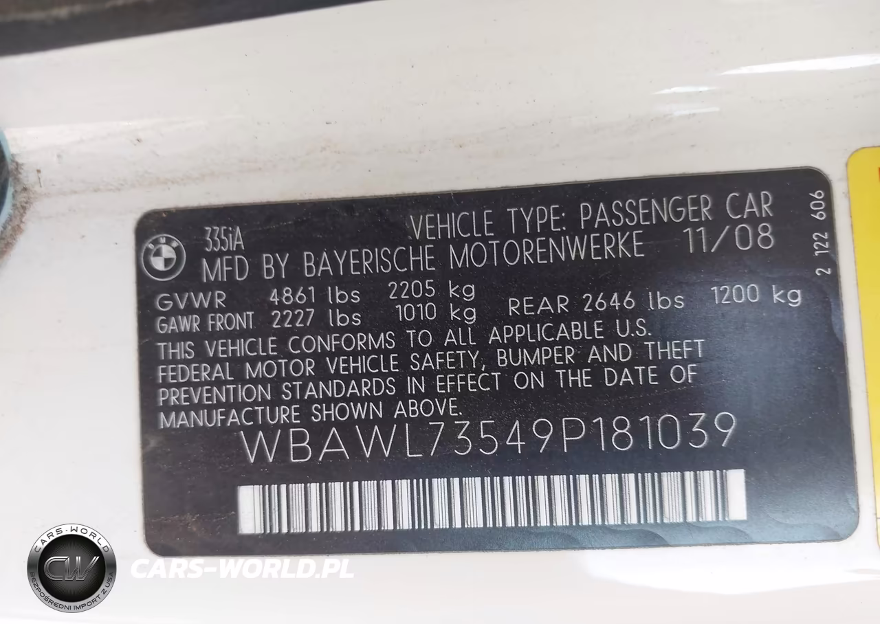 2009 BMW 335I VIN:WBAWL73549P181039 - 9