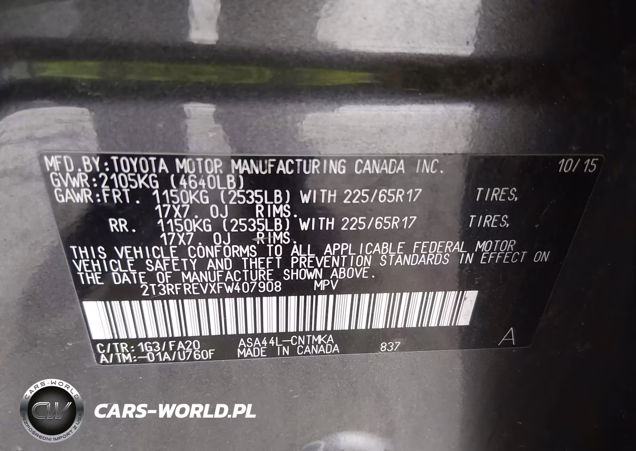 2015 Toyota Rav4 Xle VIN:2T3RFREVXFW407908 - 9