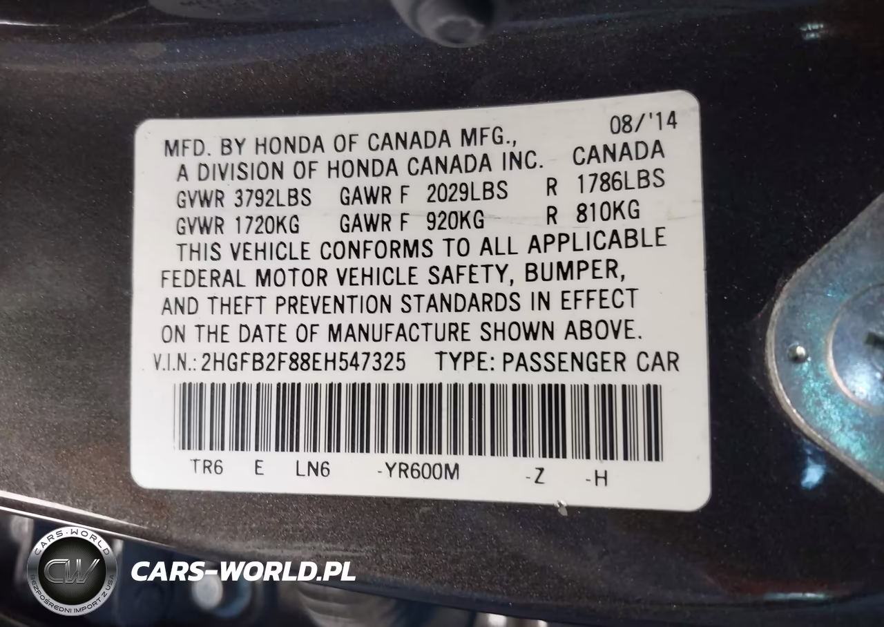 2014 Honda Civic Ex VIN:2HGFB2F88EH547325 - 9