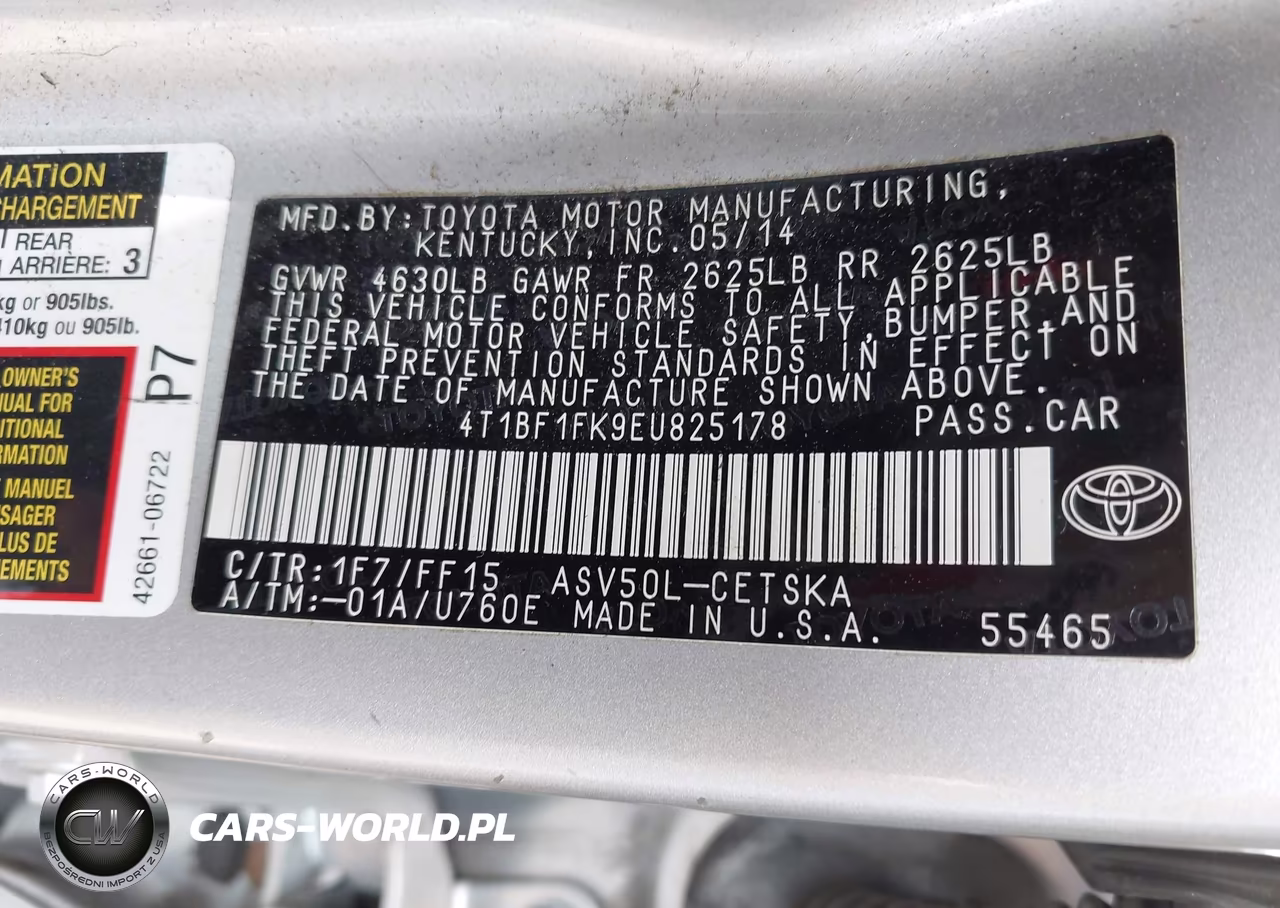 2014 Toyota Camry Se VIN:4T1BF1FK9EU825178 - 9