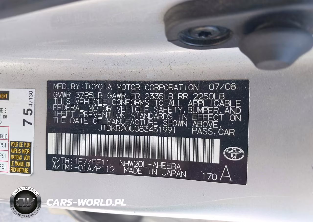 2008 Toyota Prius VIN:JTDKB20U083451991 - 9