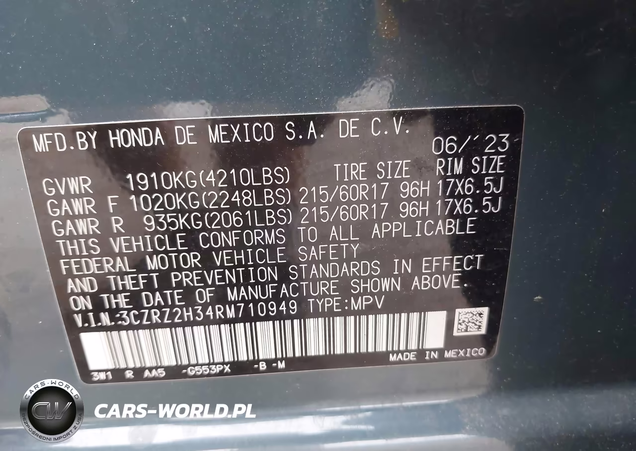 2024 Honda Hr-V Awd Lx VIN:3CZRZ2H34RM710949 - 9